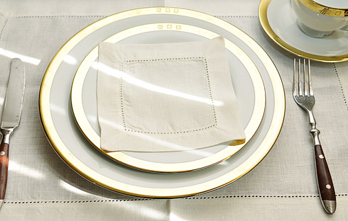 Englsih Bone china color. Linen hemstitch cocktail napkin 6 pcs. - Click Image to Close